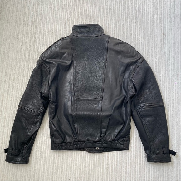 Vintage Bermans Men's Black Leather Motorcycle Jacket - Picture 3 of 10